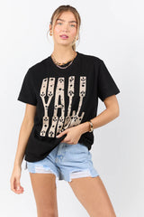 Yall Black Oversized Graphic Tee