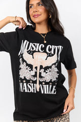 Music City Black Oversized Graphic Tee