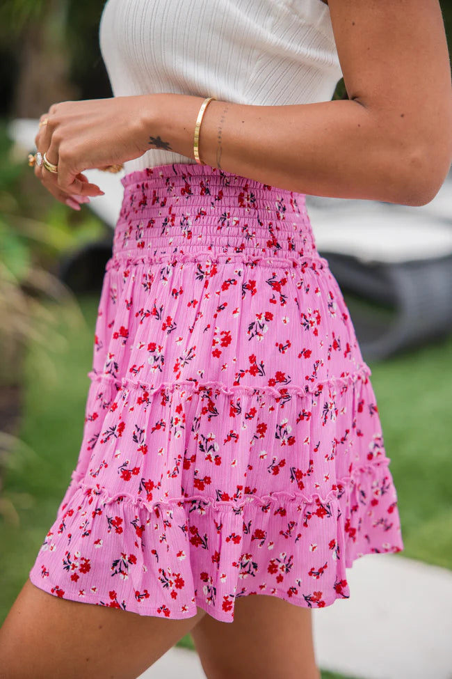 Through The Garden Orchid Floral Mini Skort