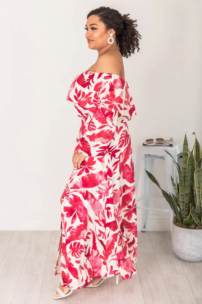 Passport To Paradise Pink/White Printed Maxi Skirt FINAL SALE