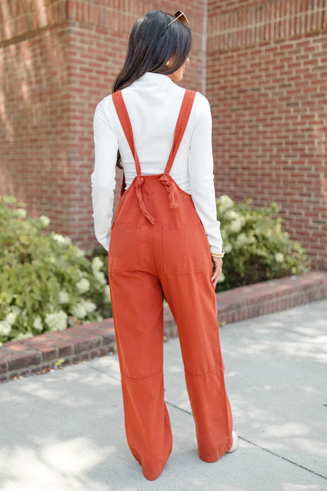 Can't Replace You Rust Button Front Wide Leg Overalls FINAL SALE