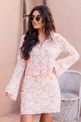 Convince Me Coral Floral Plisse Button Up Top FINAL SALE