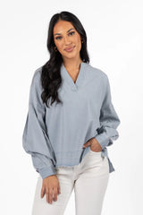 Before Daylight Light Wash Chambray Blouse