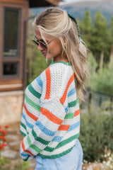 Easy Aspirations Green Multi Stripe Sweater