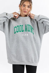 Cool Aunt Club Light Grey Oversized Graphic Sweatshirt