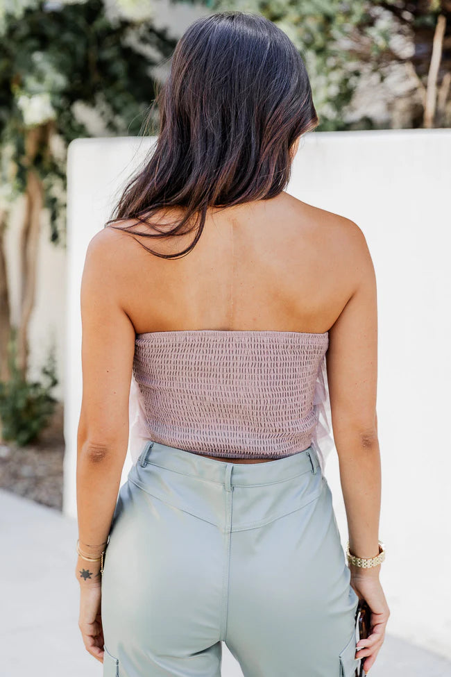 Calling All The Time Blush Ruffled Strapless Top FINAL SALE