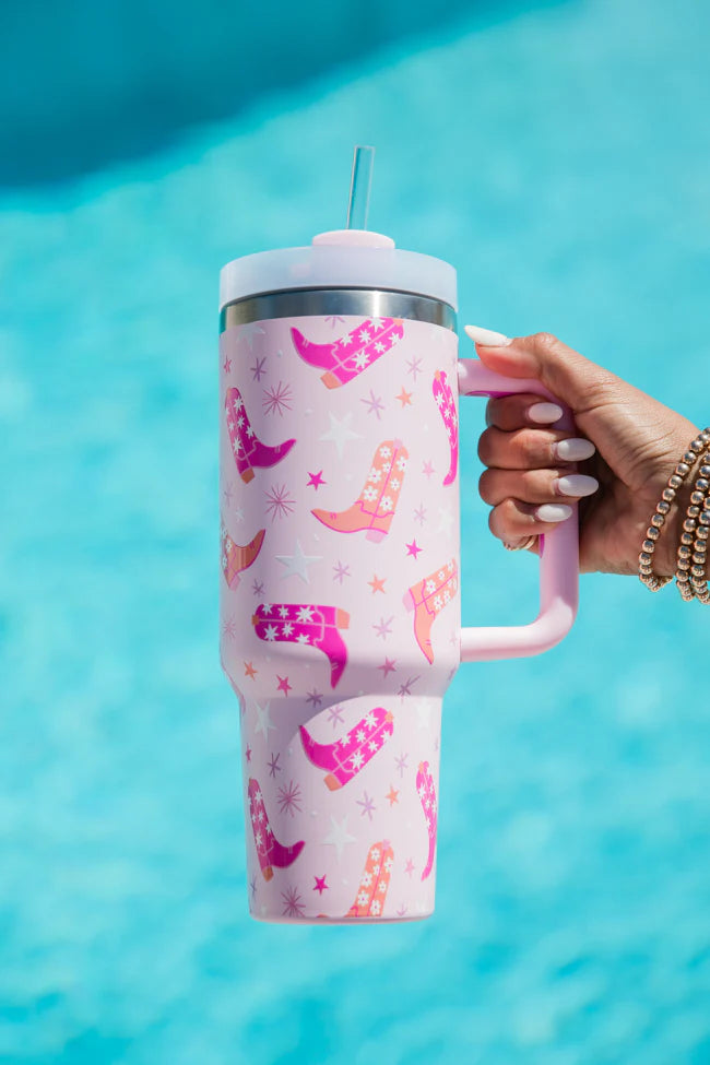 Sippin' Pretty In Giddy Up Girly 40 0z Drink Tumbler With Lid And Straw SALE