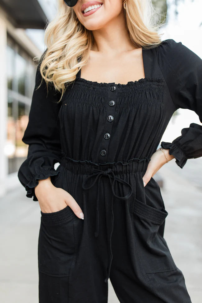 Bop Around Black Jogger Style Jumpsuit FINAL SALE