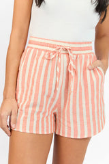 With The Tide Coral Striped Pull On Shorts