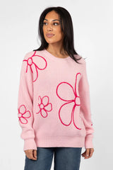 Hold My Hand Pink Floral Sweater