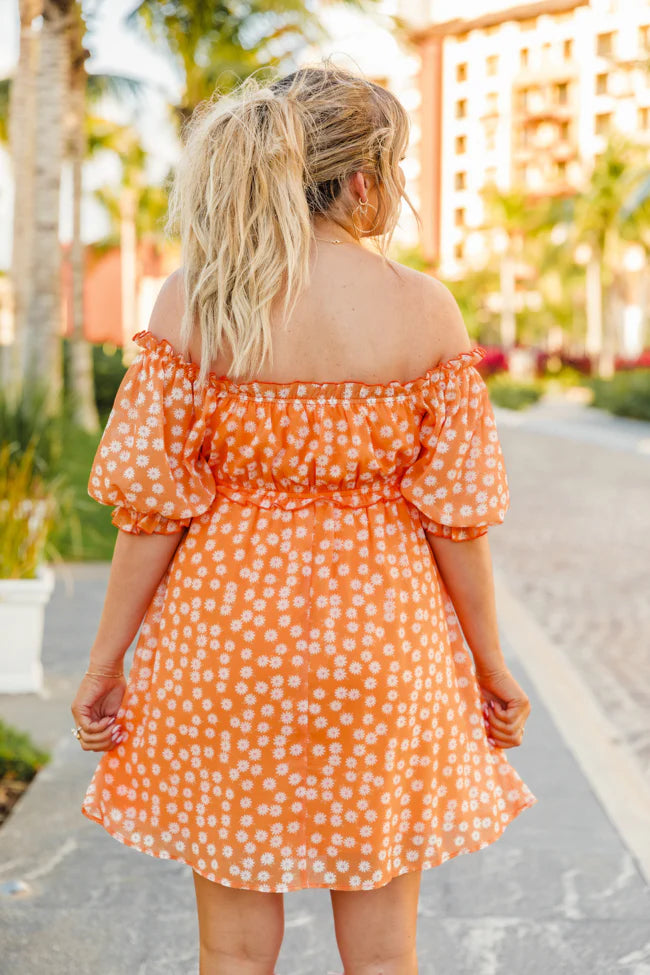 Golden Hour Gulf Orange Floral Dress SALE