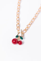 Gold Cherry Charm Necklace