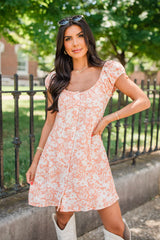 Blossoms Of Belief Apricot Floral Babydoll Dress SALE