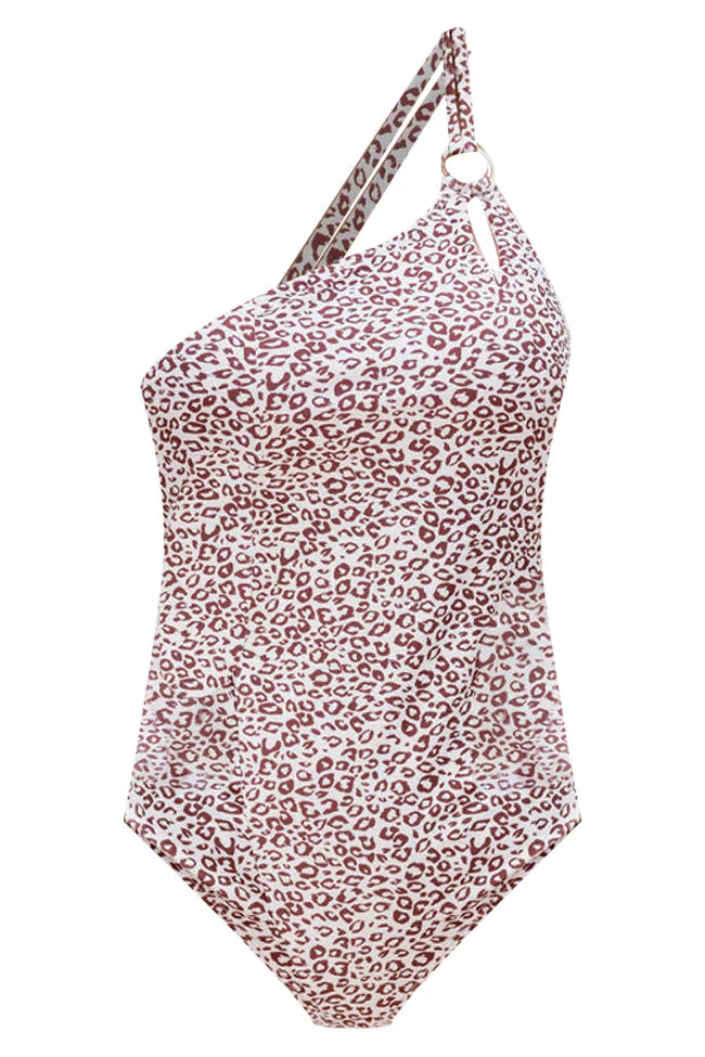 Spot A Wave One Shoulder Leopard One Piece Swimsuit FINAL SALE