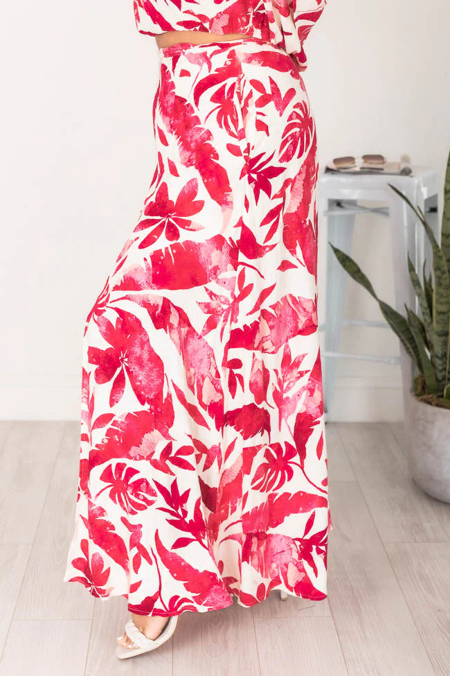 Passport To Paradise Pink/White Printed Maxi Skirt FINAL SALE