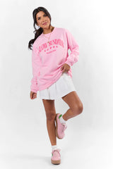 Slow Sundays Light Pink Oversized Graphic Sweatshirt