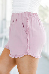 Thought It Was A Dream Pink Frayed Hem Paper Bag Waist Denim Shorts FINAL SALE