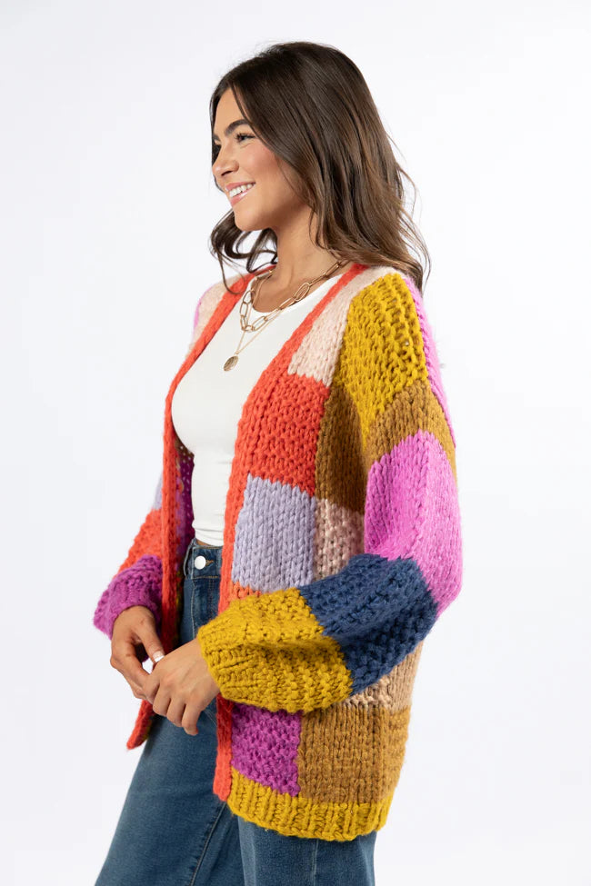 Still Deciding Multi Color Block Cardigan SALE