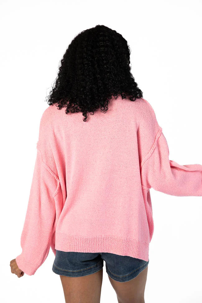 Tell Me Everything Cotton Candy Oversized Pocketed Light Weight Sweater