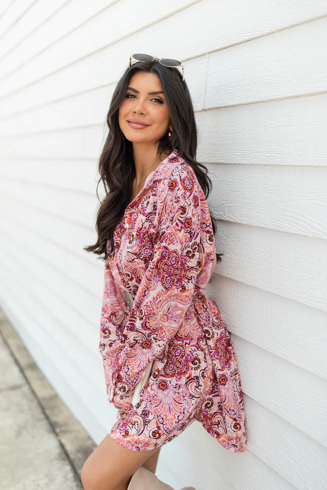 By The Way Multi Paisley Printed Shirt Dress FINAL SALE