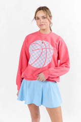 Basketball Checkered Light Red Graphic Sweatshirt