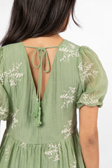 Figured It Out Sage Stitched Detail Mini Dress