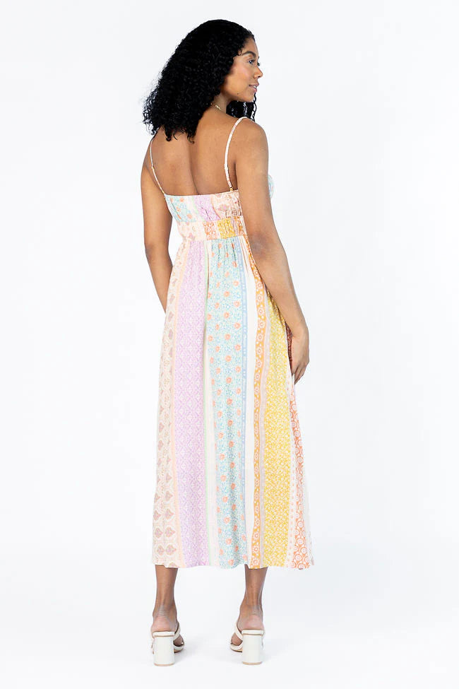 Lovingly Yours Multi Patchwork Print Midi Dress