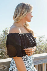 Swaying In A Breeze Black Linen Blouse SALE