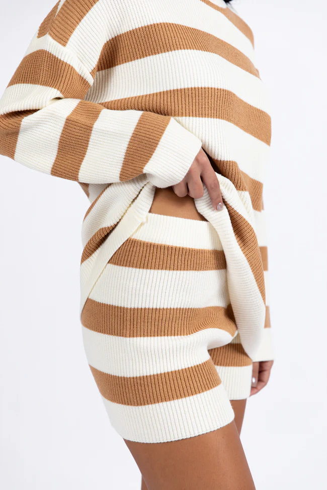 Sign Of The Times Ivory and Tan Striped Sweater Set SALE