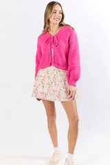 Limitless Love Hot Pink Braided Trim Tie Front Cardigan