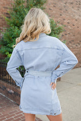 Plain Optimism Light Wash Belted Denim Dress FINAL SALE