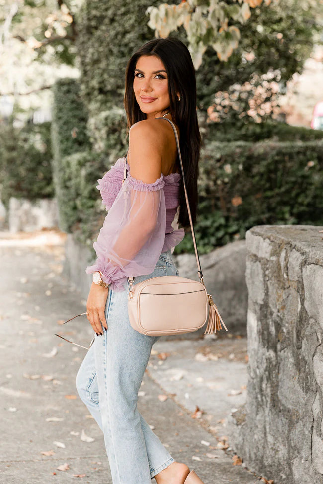 Happy Ever After Dusty Purple Ruffled Tulle Sleeved Blouse FINAL SALE