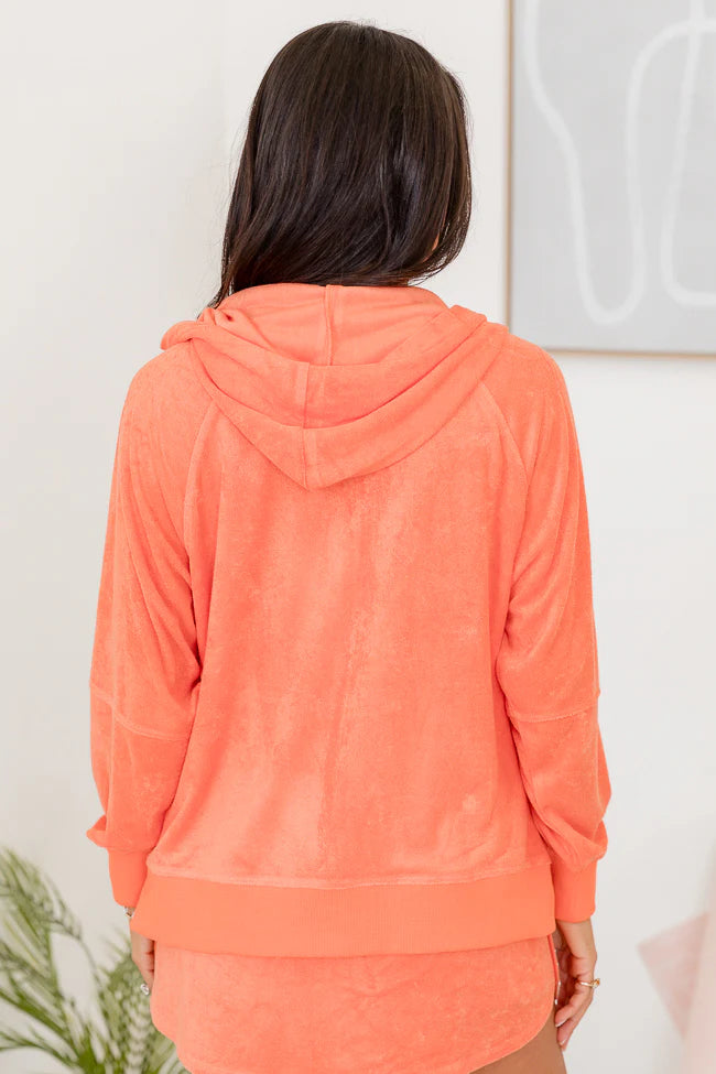 A Leap Of Faith Orange Terrycloth Zip Up Jacket SALE