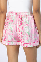 Don't Wake Me Up Pink Multi Floral Satin Pajama Shorts