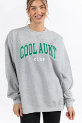 Cool Aunt Club Light Grey Oversized Graphic Sweatshirt