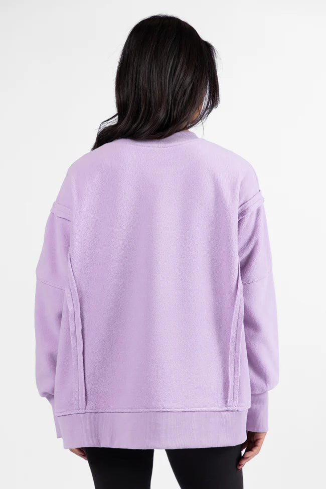 Scouted Out Purple Oversized Fleece Sweatshirt