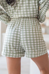 Under The Stars In Olive Grateful Gingham Bamboo Pajama Shorts