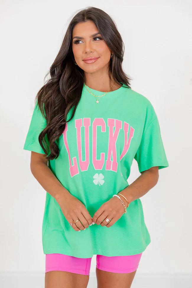 Lucky Block Green Oversized Graphic Tee