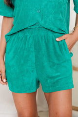 Girls Just Wanna Have Fun Teal Terry Lounge Shorts FINAL SALE