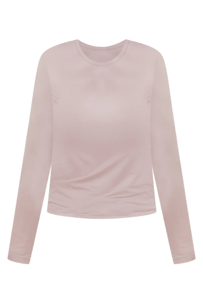 A Lovely Life Taupe Fitted Long Sleeve Layering Tee SALE