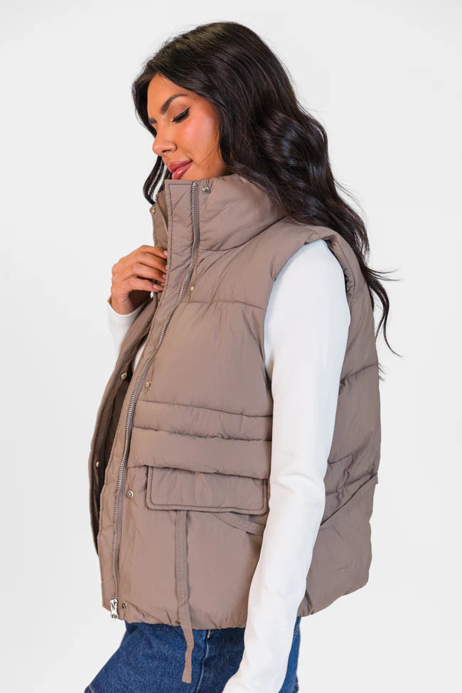 Won Me Over Mushroom Oversized Puffer Vest