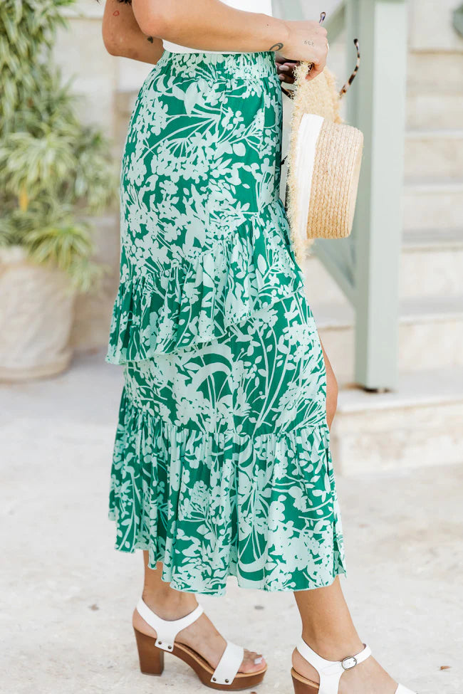 As It Was Green Floral Midi Skirt FINAL SALE