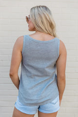 Missed Connection Grey Waffle Henley Tank SALE