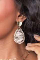 Tan Crystal Teardrop Earrings SALE