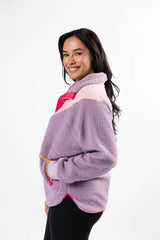 Good Feelings Purple Multi Colorblock Sherpa Pullover SALE