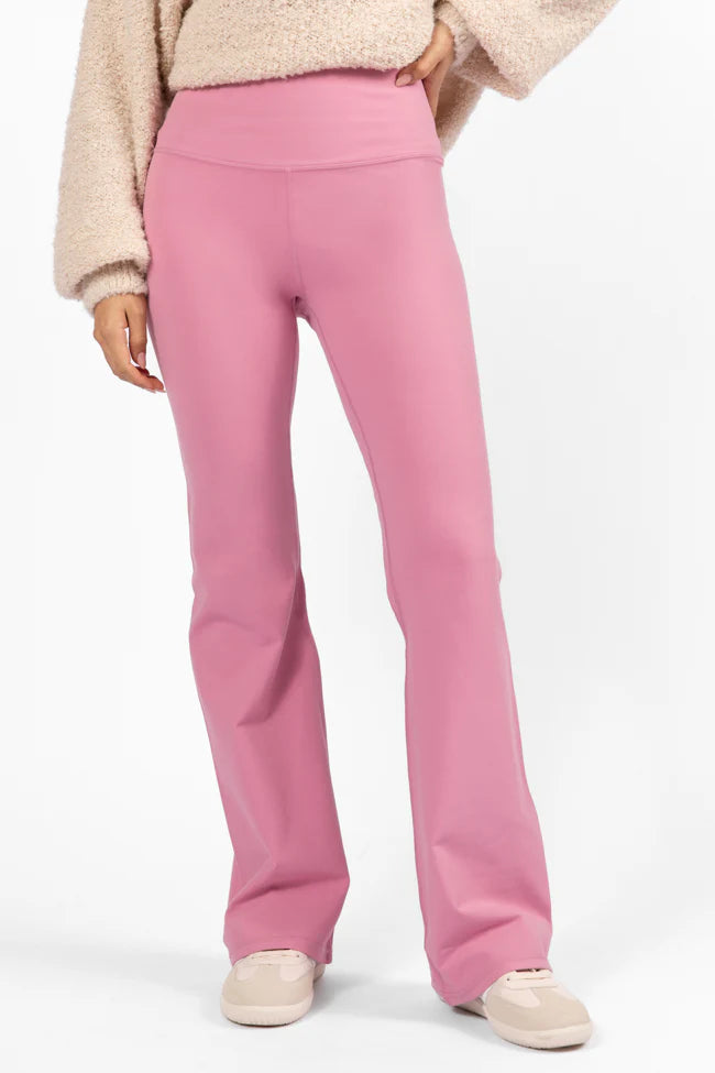 Get Moving Pink Flare Knit Leggings SALE