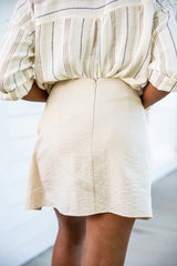 Feel The Breeze Beige Linen Blend Ring Detail Mini Skirt FINAL SALE