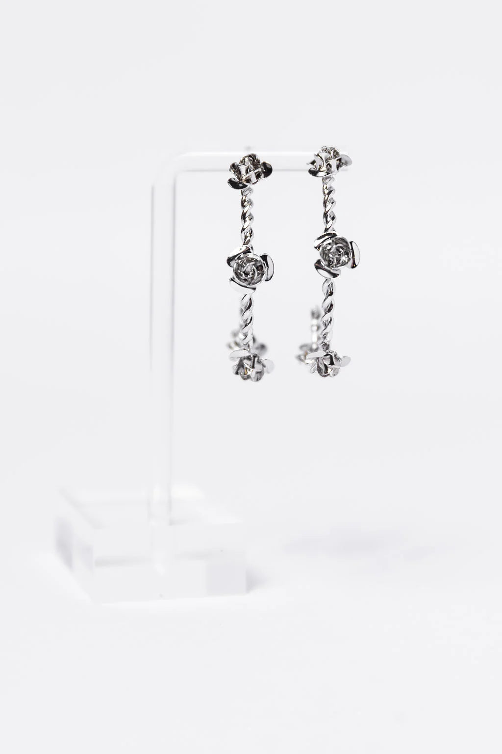 Silver Rose Hoop Earrings