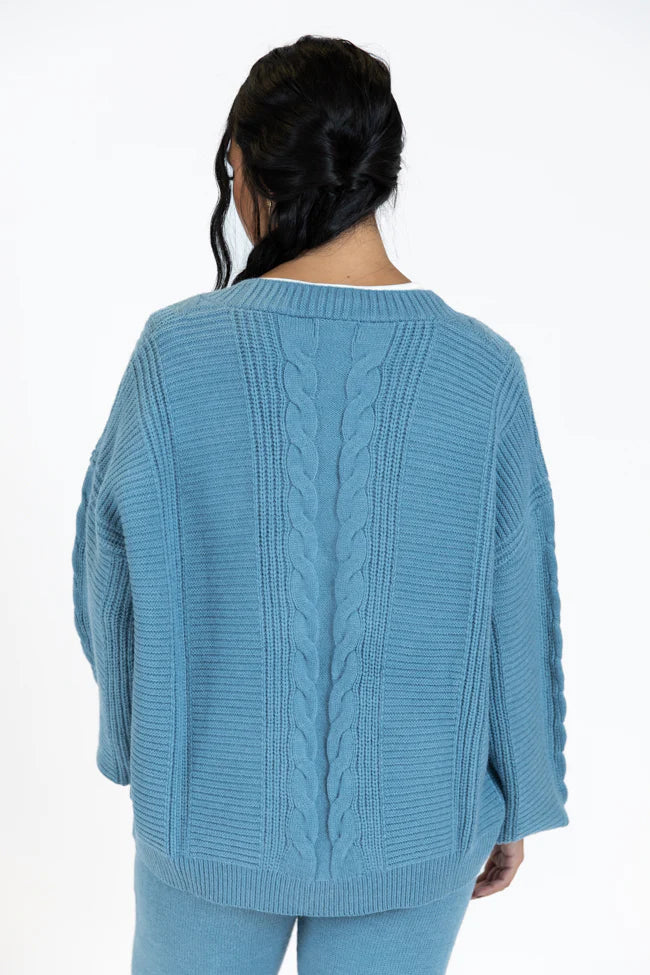 Real Karma Blue Cable Knit Cardigan SALE