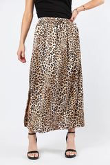 In The Wild Leopard Print Satin Maxi Skirt